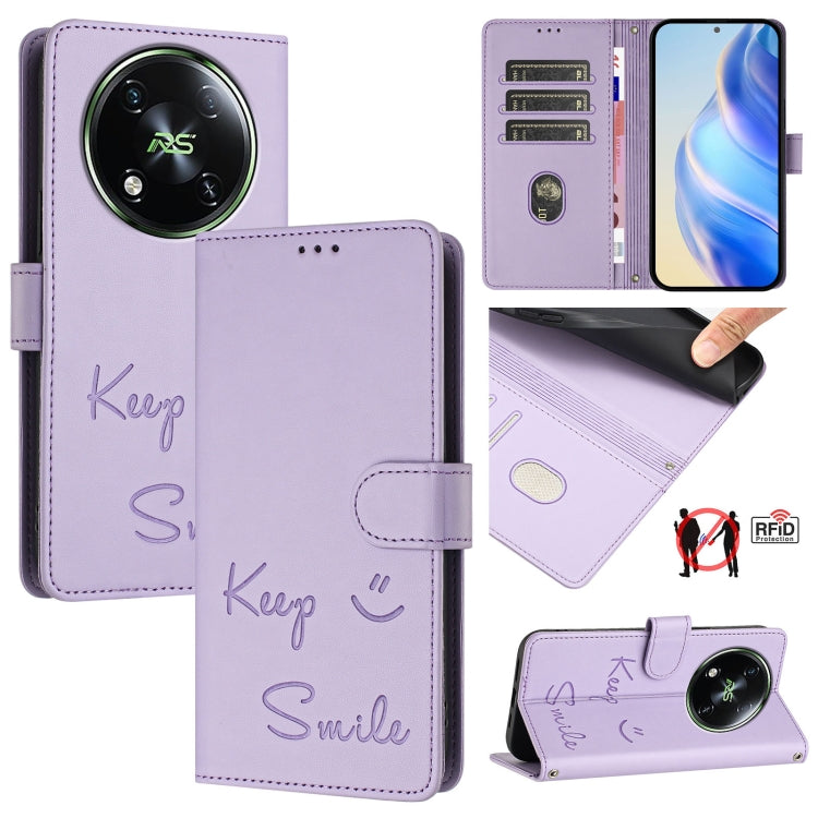 Smile Embossing RFID Leather Phone Case, For itel A23 Pro / A17, For itel P55 5G, For itel RS4 S666LN, For itel S24, For itel P55+, For itel P55 4G, For itel A05s, For itel A70