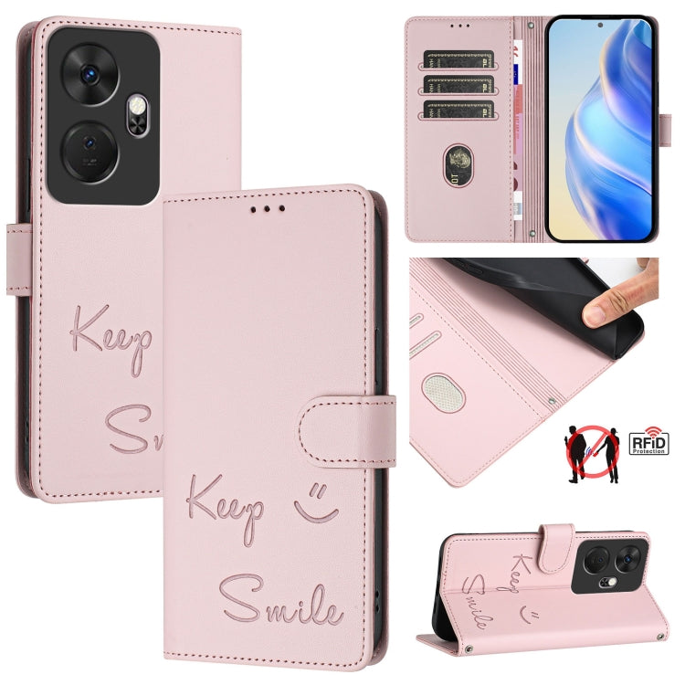 Smile Embossing RFID Leather Phone Case, For itel A23 Pro / A17, For itel P55 5G, For itel RS4 S666LN, For itel S24, For itel P55+, For itel P55 4G, For itel A05s, For itel A70
