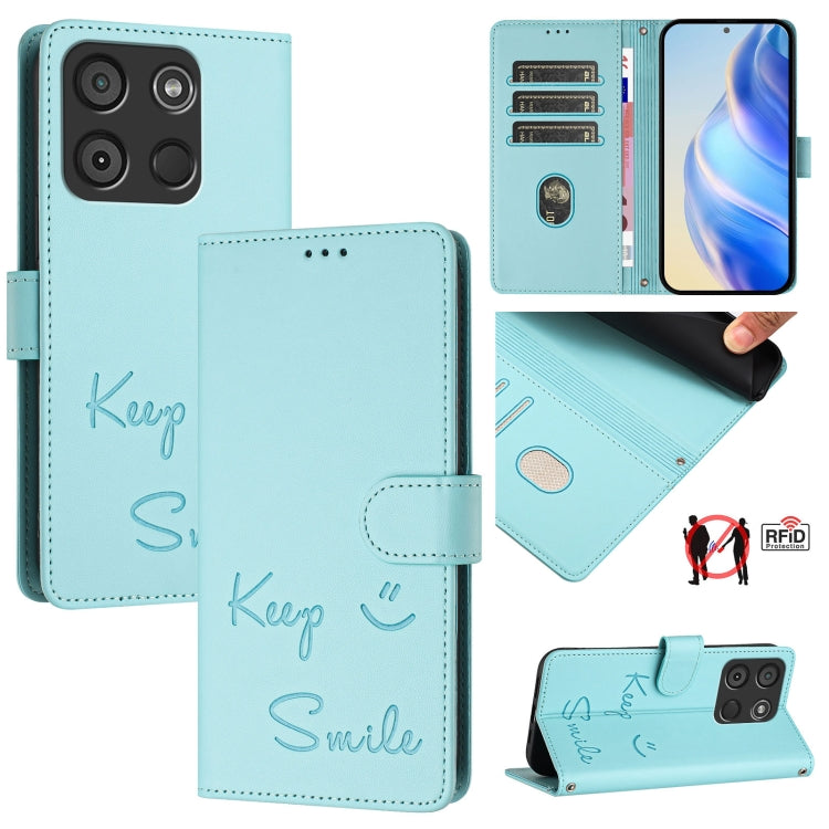 Smile Embossing RFID Leather Phone Case, For itel A60 / A60s, For itel S23+, For itel S23 S665L, For itel S18 / Vision 5, For itel P40, For itel S17 / Vision 3, For itel A58 / A49, For itel P17 / A27