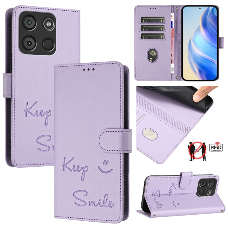 Smile Embossing RFID Leather Phone Case, For itel A60 / A60s, For itel S23+, For itel S23 S665L, For itel S18 / Vision 5, For itel P40, For itel S17 / Vision 3, For itel A58 / A49, For itel P17 / A27