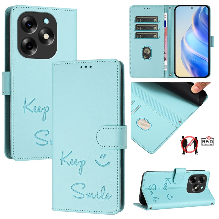 Smile Embossing RFID Leather Phone Case, For itel A60 / A60s, For itel S23+, For itel S23 S665L, For itel S18 / Vision 5, For itel P40, For itel S17 / Vision 3, For itel A58 / A49, For itel P17 / A27