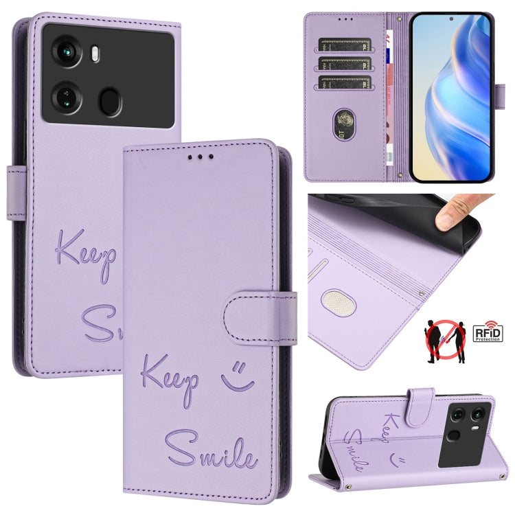 Smile Embossing RFID Leather Phone Case, For itel A60 / A60s, For itel S23+, For itel S23 S665L, For itel S18 / Vision 5, For itel P40, For itel S17 / Vision 3, For itel A58 / A49, For itel P17 / A27
