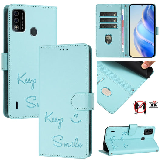 Smile Embossing RFID Leather Phone Case, For itel A48