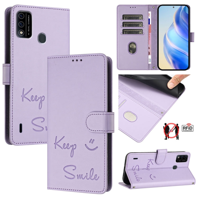 Smile Embossing RFID Leather Phone Case, For itel A48