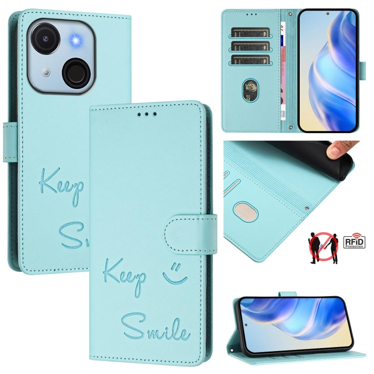 Smile Embossing RFID Leather Phone Case, For itel A200 4G / A200+ 4G, For itel A95 5G, For itel A90 4G, For itel City 100, For itel Power 70, For itel A80 4G, For itel A50C, For itel A50