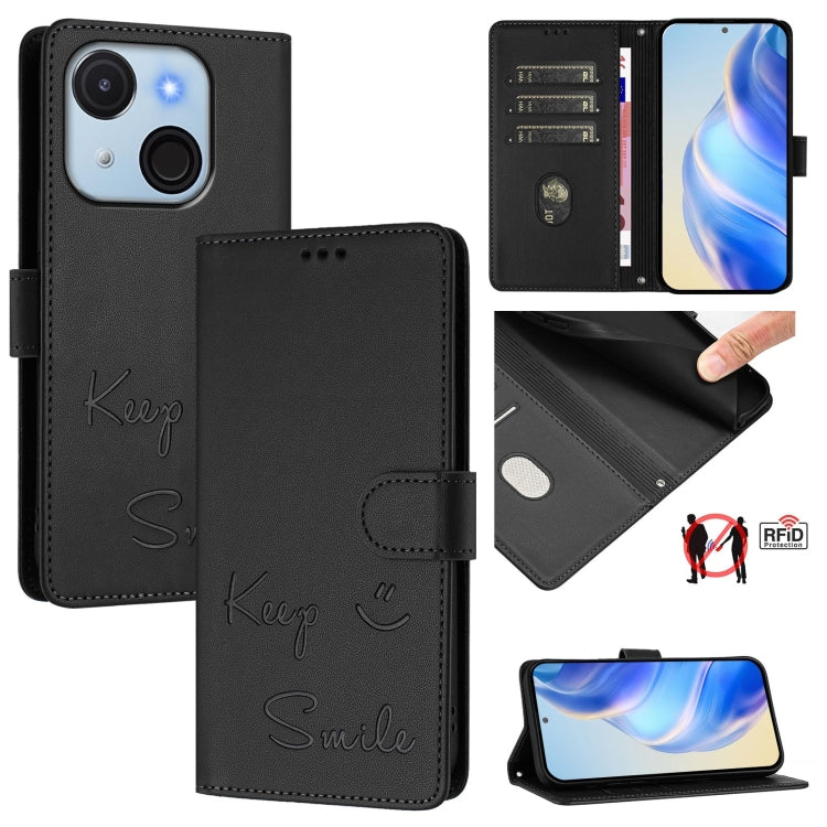 Smile Embossing RFID Leather Phone Case, For itel A200 4G / A200+ 4G, For itel A95 5G, For itel A90 4G, For itel City 100, For itel Power 70, For itel A80 4G, For itel A50C, For itel A50