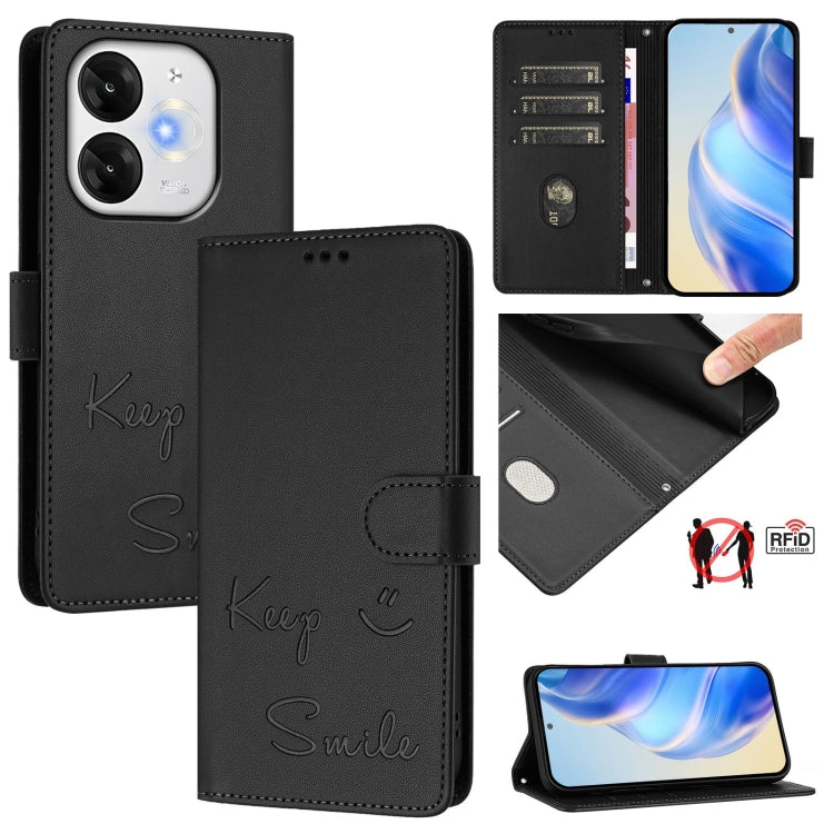 Smile Embossing RFID Leather Phone Case, For itel A200 4G / A200+ 4G, For itel A95 5G, For itel A90 4G, For itel City 100, For itel Power 70, For itel A80 4G, For itel A50C, For itel A50