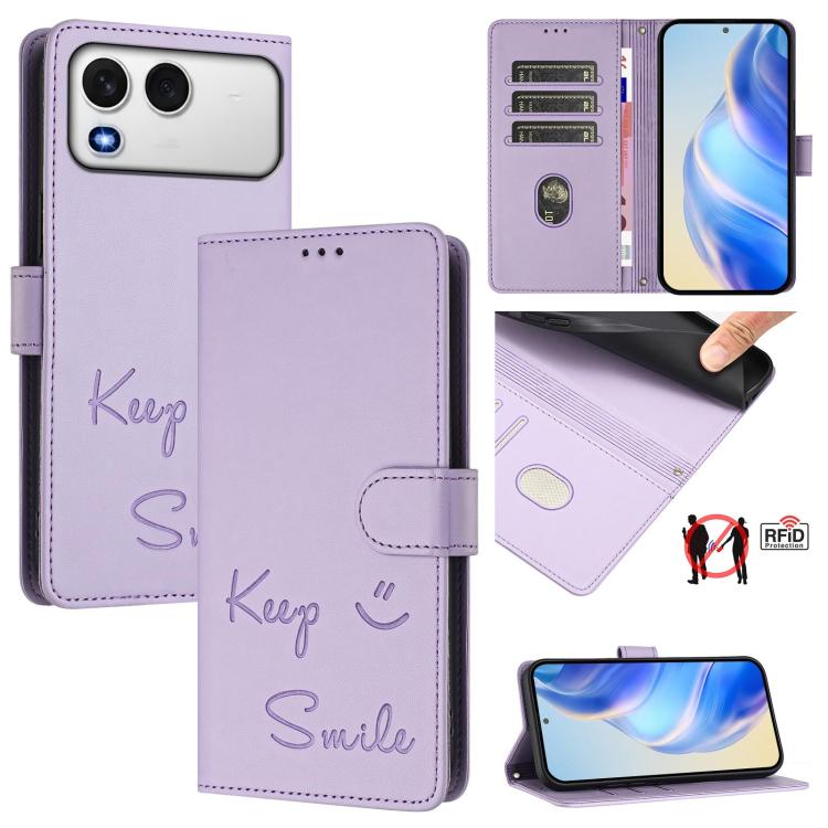 Smile Embossing RFID Leather Phone Case, For itel A200 4G / A200+ 4G, For itel A95 5G, For itel A90 4G, For itel City 100, For itel Power 70, For itel A80 4G, For itel A50C, For itel A50