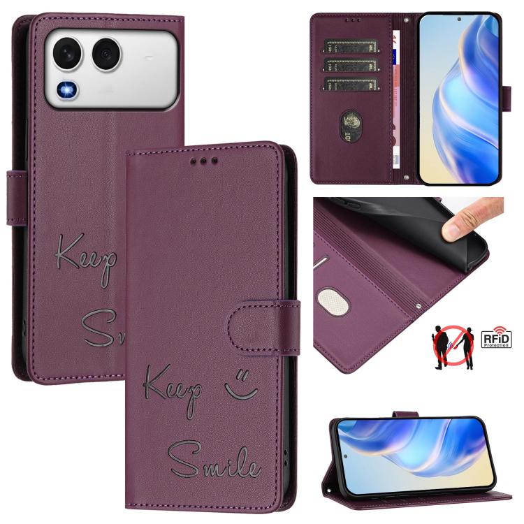 Smile Embossing RFID Leather Phone Case, For itel A200 4G / A200+ 4G, For itel A95 5G, For itel A90 4G, For itel City 100, For itel Power 70, For itel A80 4G, For itel A50C, For itel A50