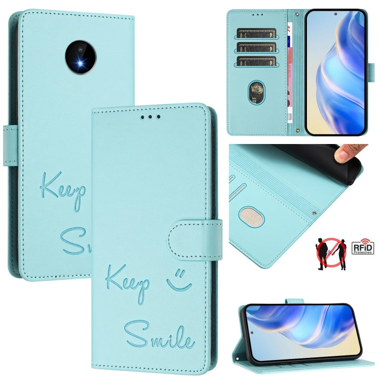 Smile Embossing RFID Leather Phone Case, For Nokia G400, For Nokia G11 / G21, For Nokia C30, For Nokia C01 Plus / C1 2nd Edition, For Nokia XR20, For Nokia C10 / C20, For Nokia X20 / X10, For Nokia 6.3 / G20 / G10
