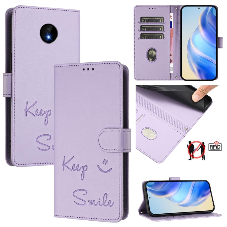 Smile Embossing RFID Leather Phone Case, For Nokia G400, For Nokia G11 / G21, For Nokia C30, For Nokia C01 Plus / C1 2nd Edition, For Nokia XR20, For Nokia C10 / C20, For Nokia X20 / X10, For Nokia 6.3 / G20 / G10