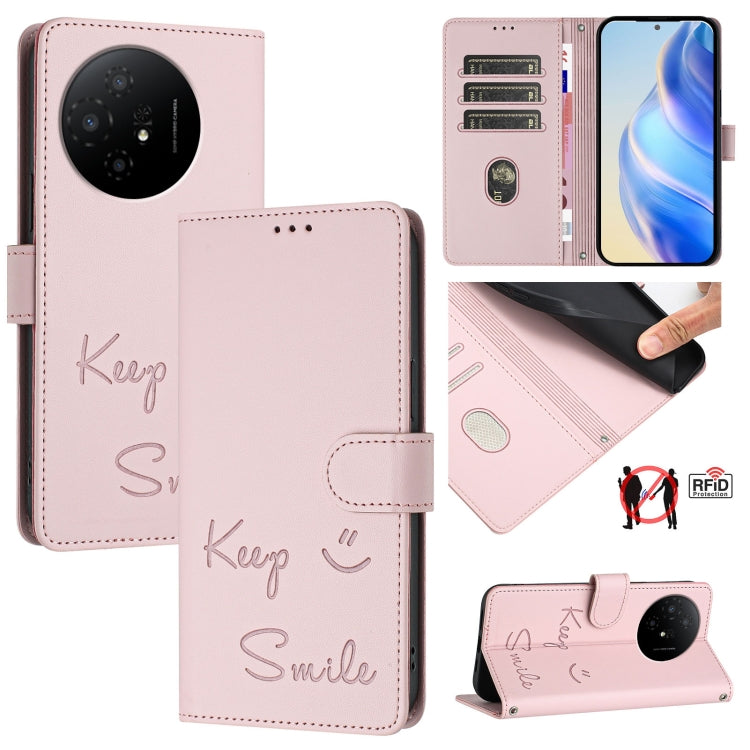 Smile Embossing RFID Leather Phone Case, For TCL 50 XL 5G, For TCL 50 XE 5G, For TCL 50 5G, For TCL 50 SE, For TCL 501, For TCL 505, For TCL 502, For TCL 405 / 406 / 408