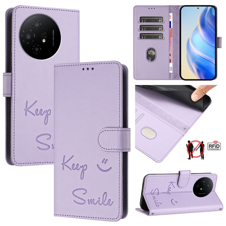 Smile Embossing RFID Leather Phone Case, For TCL 50 XL 5G, For TCL 50 XE 5G, For TCL 50 5G, For TCL 50 SE, For TCL 501, For TCL 505, For TCL 502, For TCL 405 / 406 / 408
