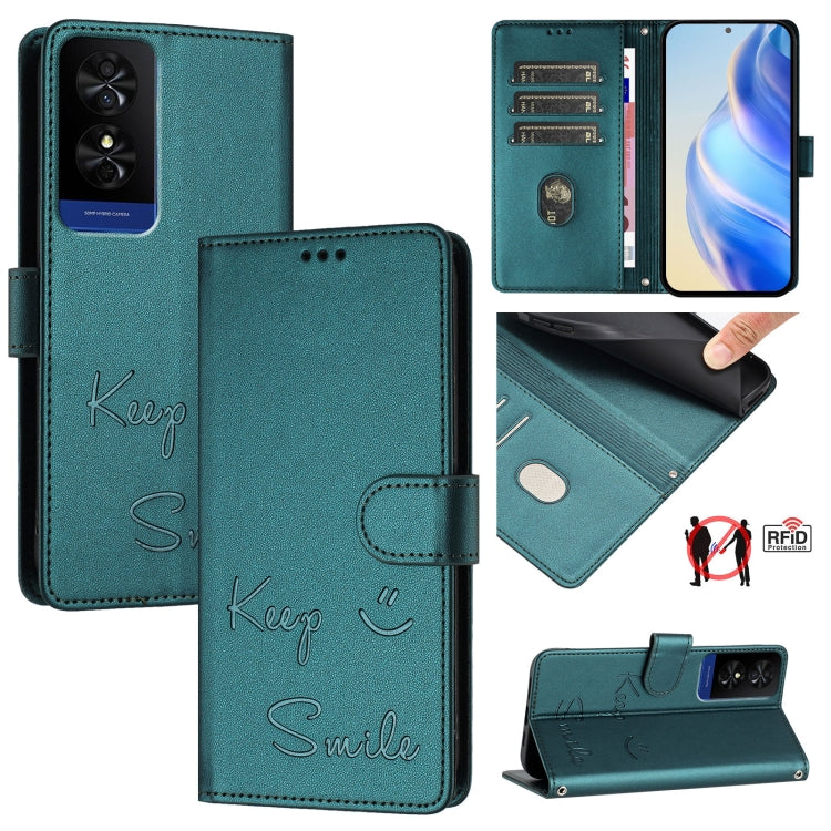 Smile Embossing RFID Leather Phone Case, For TCL 50 XL 5G, For TCL 50 XE 5G, For TCL 50 5G, For TCL 50 SE, For TCL 501, For TCL 505, For TCL 502, For TCL 405 / 406 / 408
