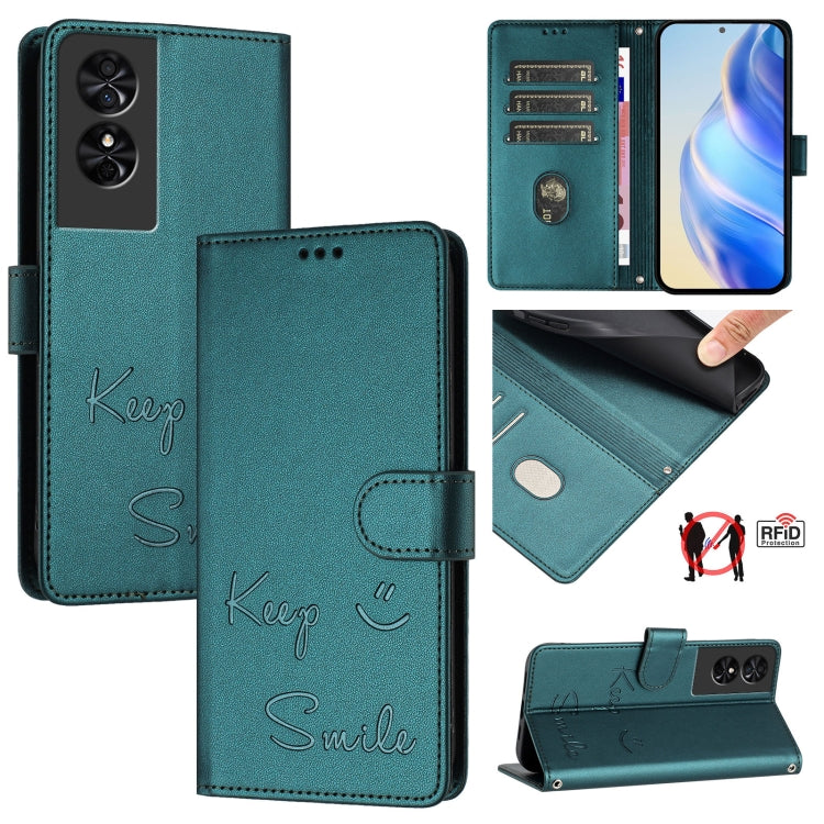 Smile Embossing RFID Leather Phone Case, For TCL 50 XL 5G, For TCL 50 XE 5G, For TCL 50 5G, For TCL 50 SE, For TCL 501, For TCL 505, For TCL 502, For TCL 405 / 406 / 408