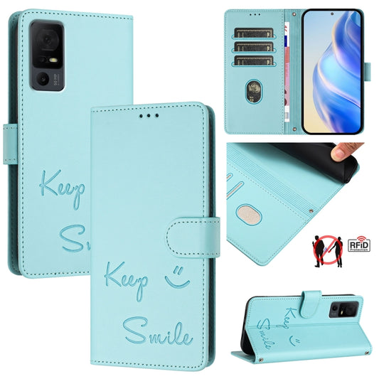 Smile Embossing RFID Leather Phone Case, For TCL 40 XL / 40 T T608DL, For TCL 40 SE, For TCL 403, For TCL 40 R 5G, For TCL 30 XL T701DL, For TCL 305 / 306, For TCL Stylus 5G, For TCL 303