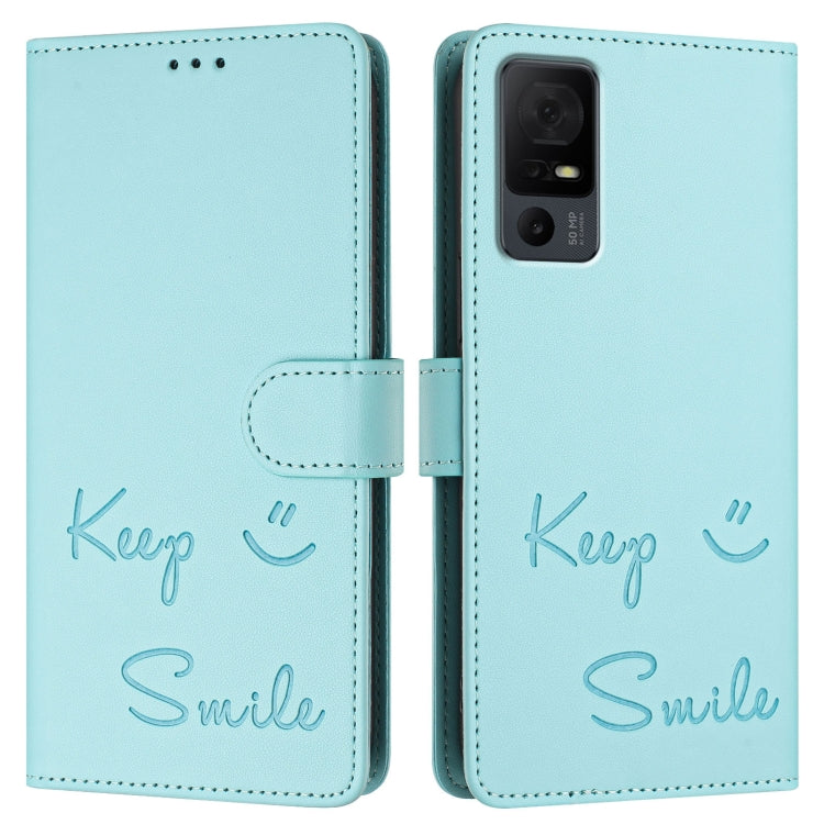 Smile Embossing RFID Leather Phone Case, For TCL 40 XL / 40 T T608DL, For TCL 40 SE, For TCL 403, For TCL 40 R 5G, For TCL 30 XL T701DL, For TCL 305 / 306, For TCL Stylus 5G, For TCL 303