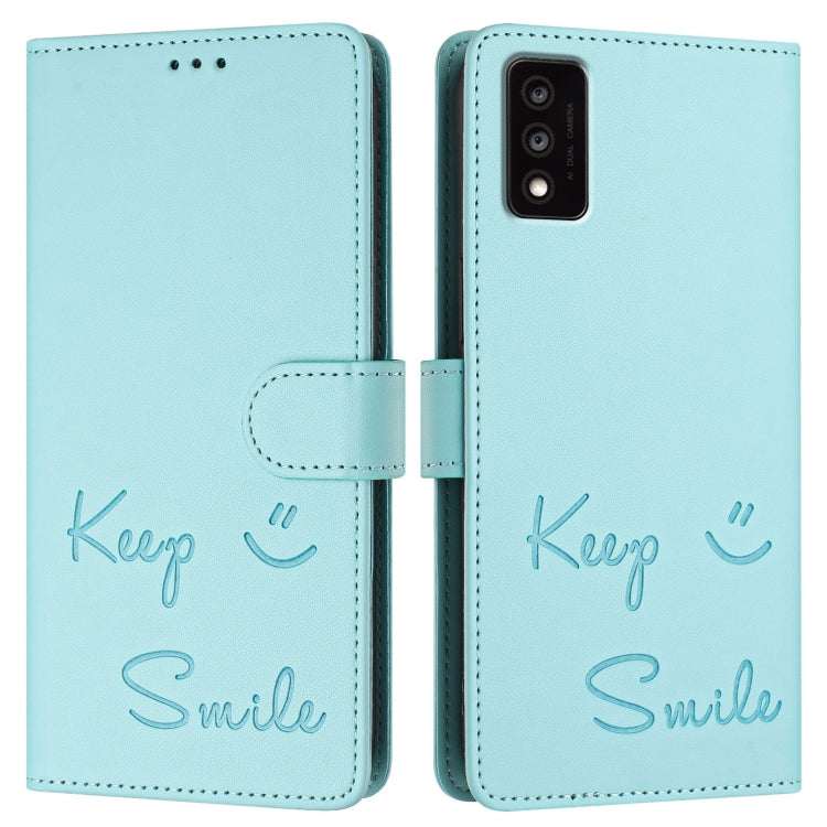 Smile Embossing RFID Leather Phone Case, For TCL 30T T603DL, For TCL 30Z T602DL, For TCL 30 4G / 30 5G / 30 Plus, For TCL 30 SE, For TCL 30 XE 5G, For TCL 20 R 5G