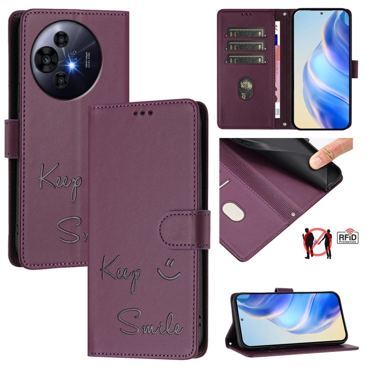Smile Embossing RFID Leather Phone Case, For TCL K70 Power 4G / K70 4G, For TCL Nxtpaper 70 Pro 5G, For TCL K32 5G / K33 5G, For TCL 60 NxtPaper, For TCL 605 / 60 SE, For TCL 50 Pro NxtPaper, For TCL 50 LE 5G, For TCL 201