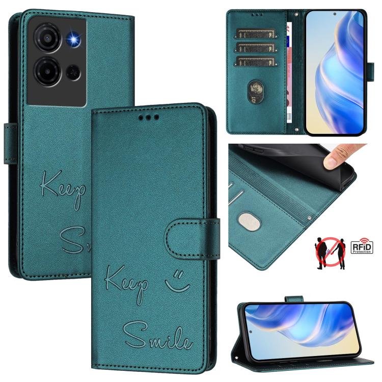 Smile Embossing RFID Leather Phone Case, For TCL K70 Power 4G / K70 4G, For TCL Nxtpaper 70 Pro 5G, For TCL K32 5G / K33 5G, For TCL 60 NxtPaper, For TCL 605 / 60 SE, For TCL 50 Pro NxtPaper, For TCL 50 LE 5G, For TCL 201