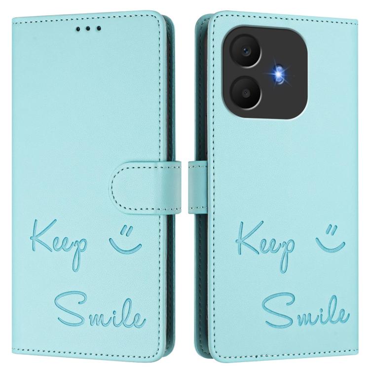 Smile Embossing RFID Leather Phone Case, For TCL K70 Power 4G / K70 4G, For TCL Nxtpaper 70 Pro 5G, For TCL K32 5G / K33 5G, For TCL 60 NxtPaper, For TCL 605 / 60 SE, For TCL 50 Pro NxtPaper, For TCL 50 LE 5G, For TCL 201