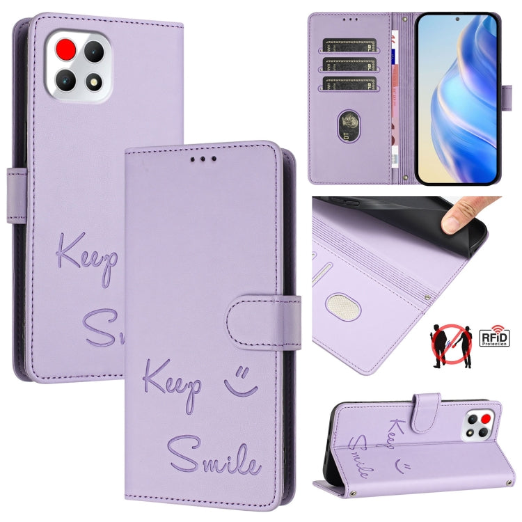 Smile Embossing RFID Leather Phone Case, For T-Mobile Revvl 8 5G, For T-Mobile REVVL 7 Pro 5G, For T-Mobile REVVL 7 5G, For T-Mobile REVVL 6 Pro / 6x Pro 5G, For T-Mobile REVVL 6 / 6x 5G