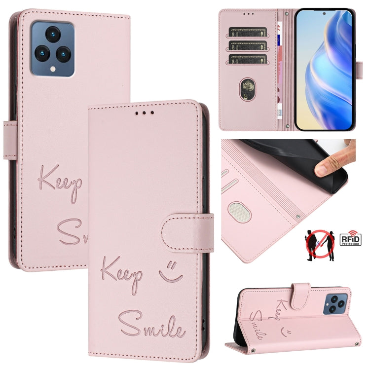 Smile Embossing RFID Leather Phone Case, For T-Mobile Revvl 8 5G, For T-Mobile REVVL 7 Pro 5G, For T-Mobile REVVL 7 5G, For T-Mobile REVVL 6 Pro / 6x Pro 5G, For T-Mobile REVVL 6 / 6x 5G