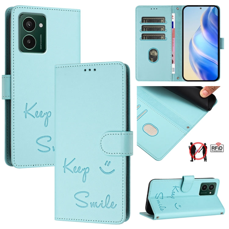 Smile Embossing RFID Leather Phone Case, For HMD Skyline, For HMD Pulse Pro