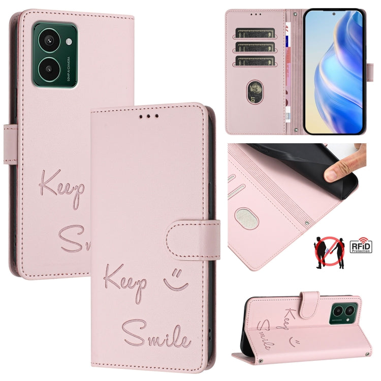 Smile Embossing RFID Leather Phone Case, For HMD Skyline, For HMD Pulse Pro