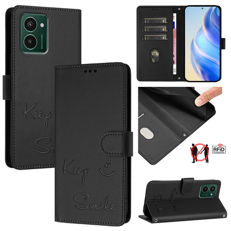Smile Embossing RFID Leather Phone Case, For HMD Skyline, For HMD Pulse Pro