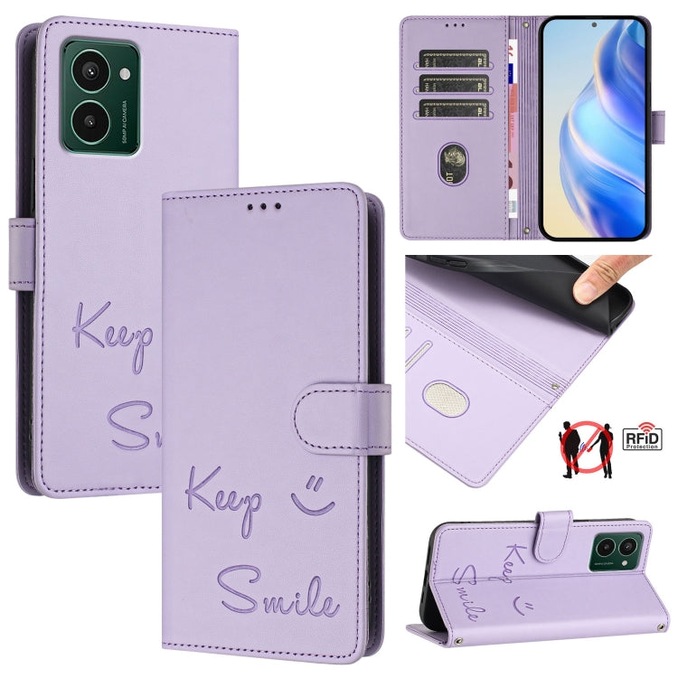 Smile Embossing RFID Leather Phone Case, For HMD Skyline, For HMD Pulse Pro