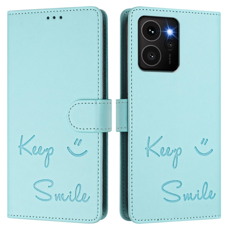 Smile Embossing RFID Leather Phone Case, For HMD Skyline, For HMD Pulse Pro