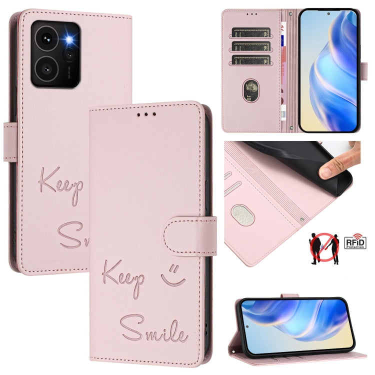 Smile Embossing RFID Leather Phone Case, For HMD Skyline, For HMD Pulse Pro