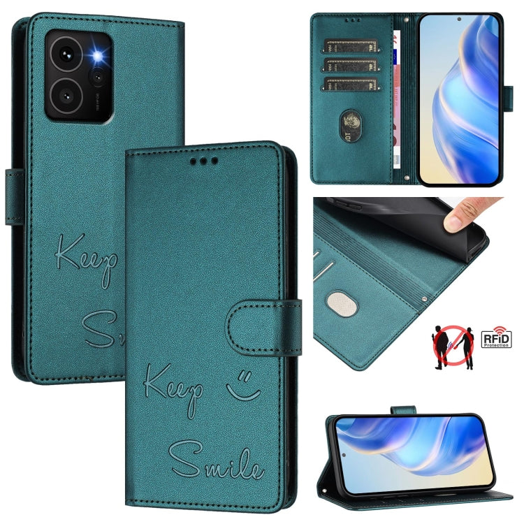 Smile Embossing RFID Leather Phone Case, For HMD Skyline, For HMD Pulse Pro