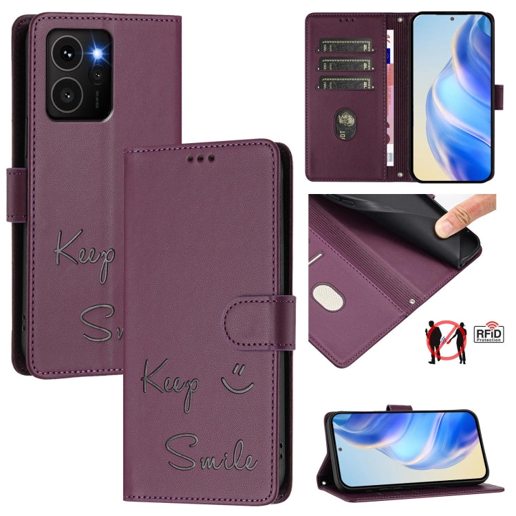 Smile Embossing RFID Leather Phone Case, For HMD Skyline, For HMD Pulse Pro