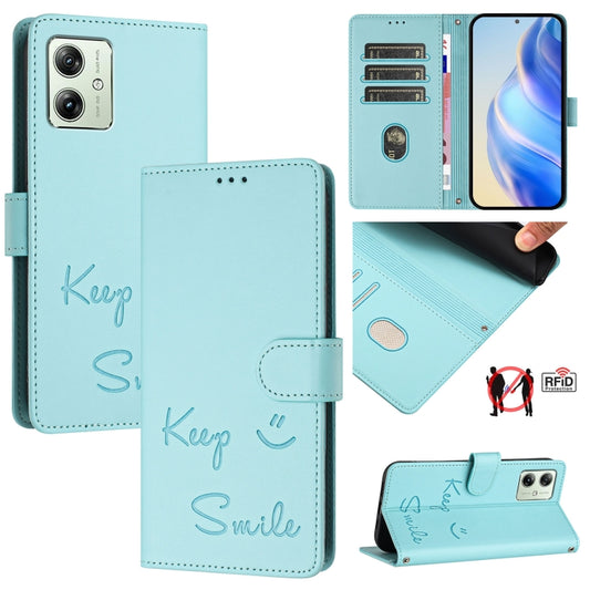 Smile Embossing RFID Leather Phone Case, For Motorola Moto G54 5G EU Version, For Motorola Edge 40 Neo 5G, For Motorola Moto G14 4G, For Motorola Moto G Stylus 2023 4G, For Motorola Edge 40 5G Global, For Motorola Moto G Power 2023                     ...