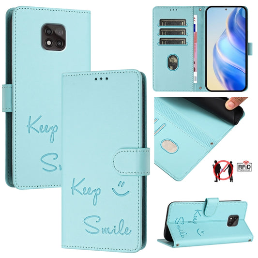 Smile Embossing RFID Leather Phone Case, For Motorola Moto G Power 2021, For Motorola Moto G Play 2021, For Motorola Moto G Stylus 5G 2021, For Motorola Moto G Stylus 2021 4G, For Motorola Edge+ 2022