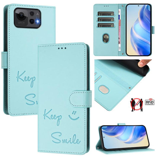 Smile Embossing RFID Leather Phone Case, For Asus Zenfone 12 Ultra, For Asus ROG Phone 9 / 9 Pro, For Asus Zenfone 11 Ultra, For Asus ROG Phone 8 / 8 Pro
