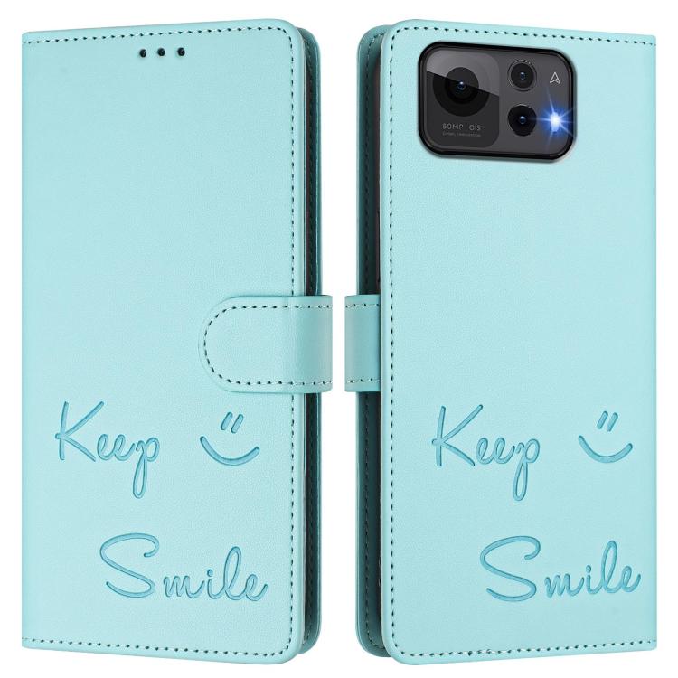 Smile Embossing RFID Leather Phone Case, For Asus Zenfone 12 Ultra, For Asus ROG Phone 9 / 9 Pro, For Asus Zenfone 11 Ultra, For Asus ROG Phone 8 / 8 Pro
