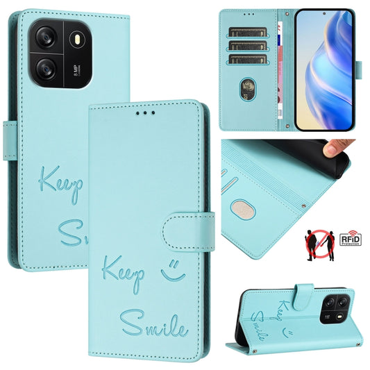 Smile Embossing RFID Leather Phone Case, For Blackview Wave 6C, For Blackview Shark 8, For Blackview A53, For Blackview A52