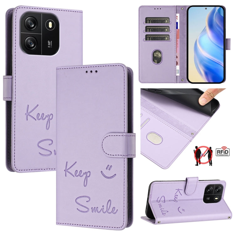 Smile Embossing RFID Leather Phone Case, For Blackview Wave 6C, For Blackview Shark 8, For Blackview A53, For Blackview A52
