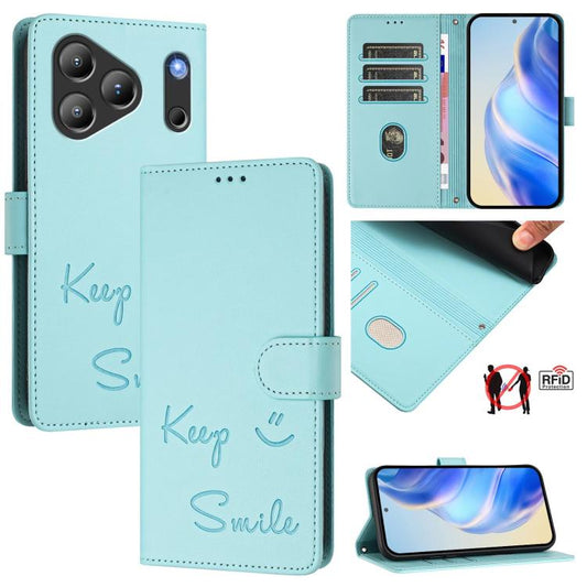 Smile Embossing RFID Leather Phone Case, For Blackview Wave 7C, For Blackview Wave 10, For Blackview Shark 6, For Blackview Oscal Tiger 13, For Blackview Wave 8C, For Blackview Oscal Flat 2, For Blackview Oscal Flat 1C, For Blackview Color 8