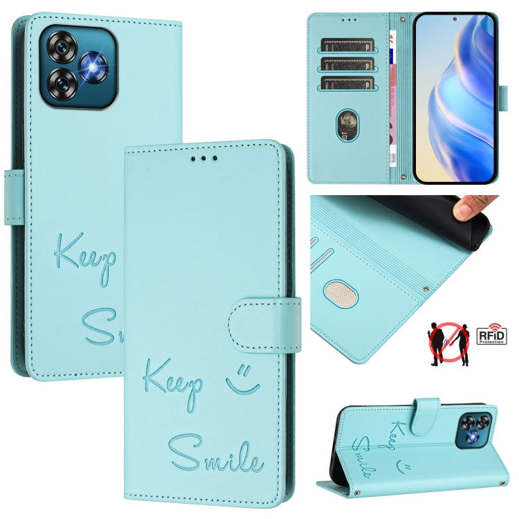 Smile Embossing RFID Leather Phone Case, For Oukitel C59 / C59 Pro, For Oukitel C57s, For Oukitel C53, For Oukitel C50, For Oukitel C37, For Oukitel C51, For Oukitel C38, For Oukitel C36 / C35