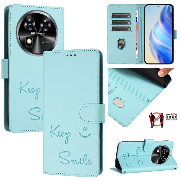 Smile Embossing RFID Leather Phone Case, For Oukitel C59 / C59 Pro, For Oukitel C57s, For Oukitel C53, For Oukitel C50, For Oukitel C37, For Oukitel C51, For Oukitel C38, For Oukitel C36 / C35