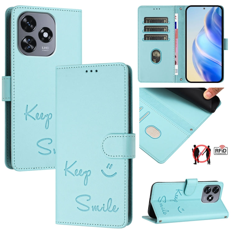 Smile Embossing RFID Leather Phone Case, For Oukitel C59 / C59 Pro, For Oukitel C57s, For Oukitel C53, For Oukitel C50, For Oukitel C37, For Oukitel C51, For Oukitel C38, For Oukitel C36 / C35