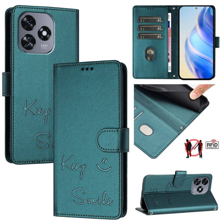 Smile Embossing RFID Leather Phone Case, For Oukitel C59 / C59 Pro, For Oukitel C57s, For Oukitel C53, For Oukitel C50, For Oukitel C37, For Oukitel C51, For Oukitel C38, For Oukitel C36 / C35