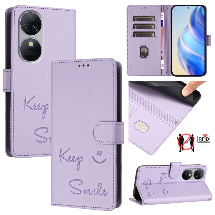 Smile Embossing RFID Leather Phone Case, For Oukitel C59 / C59 Pro, For Oukitel C57s, For Oukitel C53, For Oukitel C50, For Oukitel C37, For Oukitel C51, For Oukitel C38, For Oukitel C36 / C35