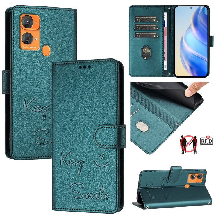 Smile Embossing RFID Leather Phone Case, For Oukitel C33