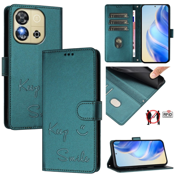 Smile Embossing RFID Leather Phone Case, For Oukitel C59 / C59 Pro, For Oukitel C57s, For Oukitel C53, For Oukitel C50, For Oukitel C37, For Oukitel C51, For Oukitel C38, For Oukitel C36 / C35
