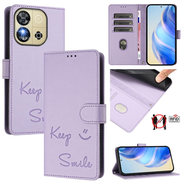 Smile Embossing RFID Leather Phone Case, For Oukitel C59 / C59 Pro, For Oukitel C57s, For Oukitel C53, For Oukitel C50, For Oukitel C37, For Oukitel C51, For Oukitel C38, For Oukitel C36 / C35